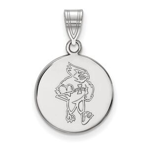 10k White Gold Iowa State Medium Mascot Disc Pendant